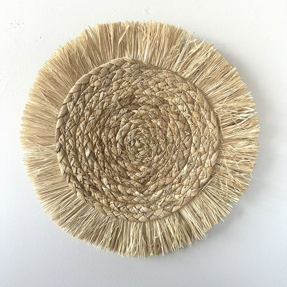 ERDOUY Boho Wall Baskets Decor Hanging Rustic Rattan Wicker Wall Baskets Round Wall Art for Farmhouse Living Rooms Bedrooms Kitchen Decorations (Khaki)