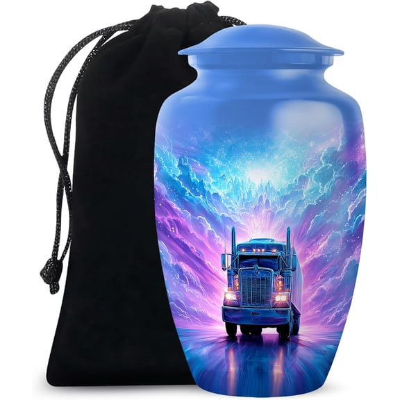Trucker Urn For Ashes Adult Male & Female, Cremation Urns For Men, Memorial Urns For Human Ashes, Funeral Decorative Urns For Human Ash Adult, Size 6 Inch, 1 Pc