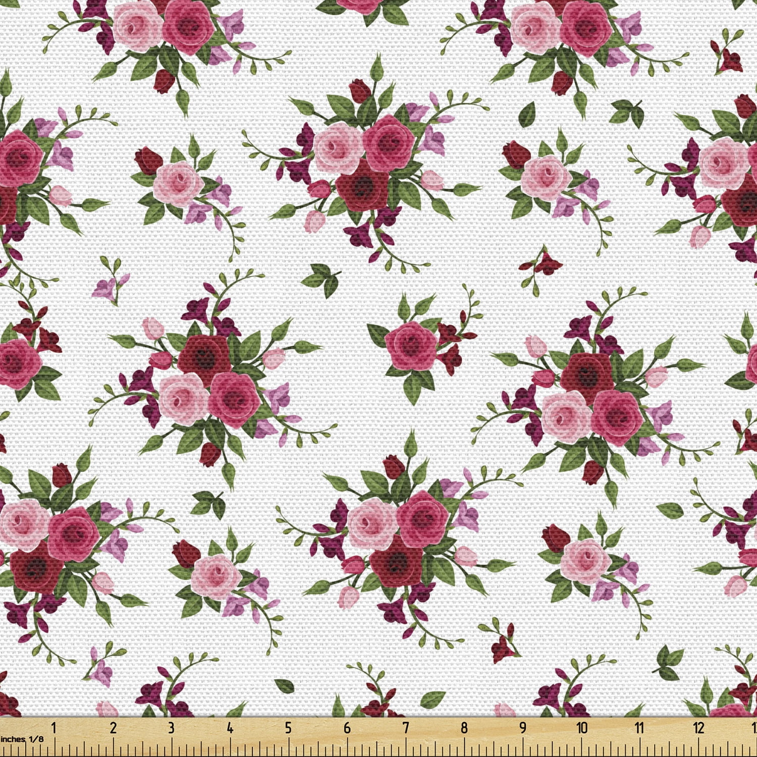 Flowers Fabric by the Yard Upholstery, Bridal Bouquets Pattern with