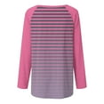 thumbnail image 5 of CaComMARK PI Women Long Sleeve Tops Dressy Casual Striped Print Graphic Round Neck Tops 2024 Fall Fashion Loose Blouse T Shirt s of the day, 5 of 5