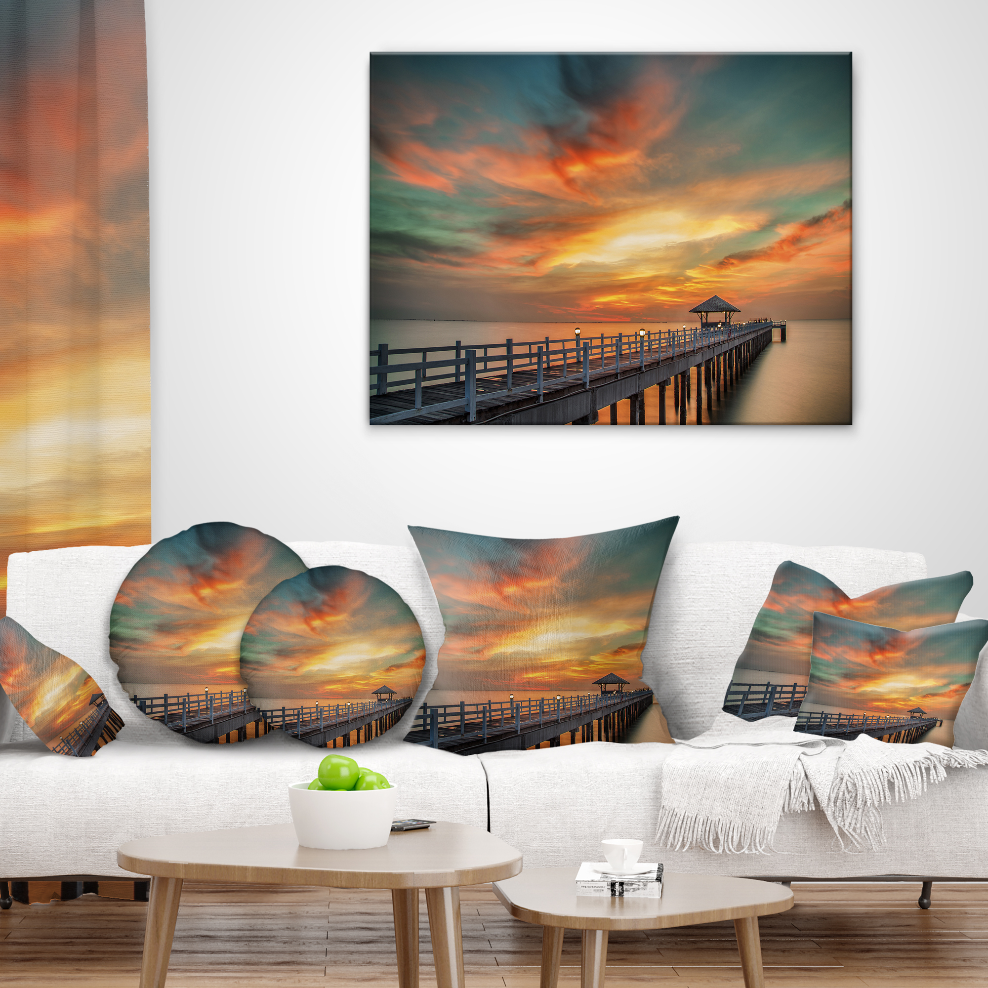 Designart 12" x 20" Multi-color Bridge Pier Polyester Throw Pillow