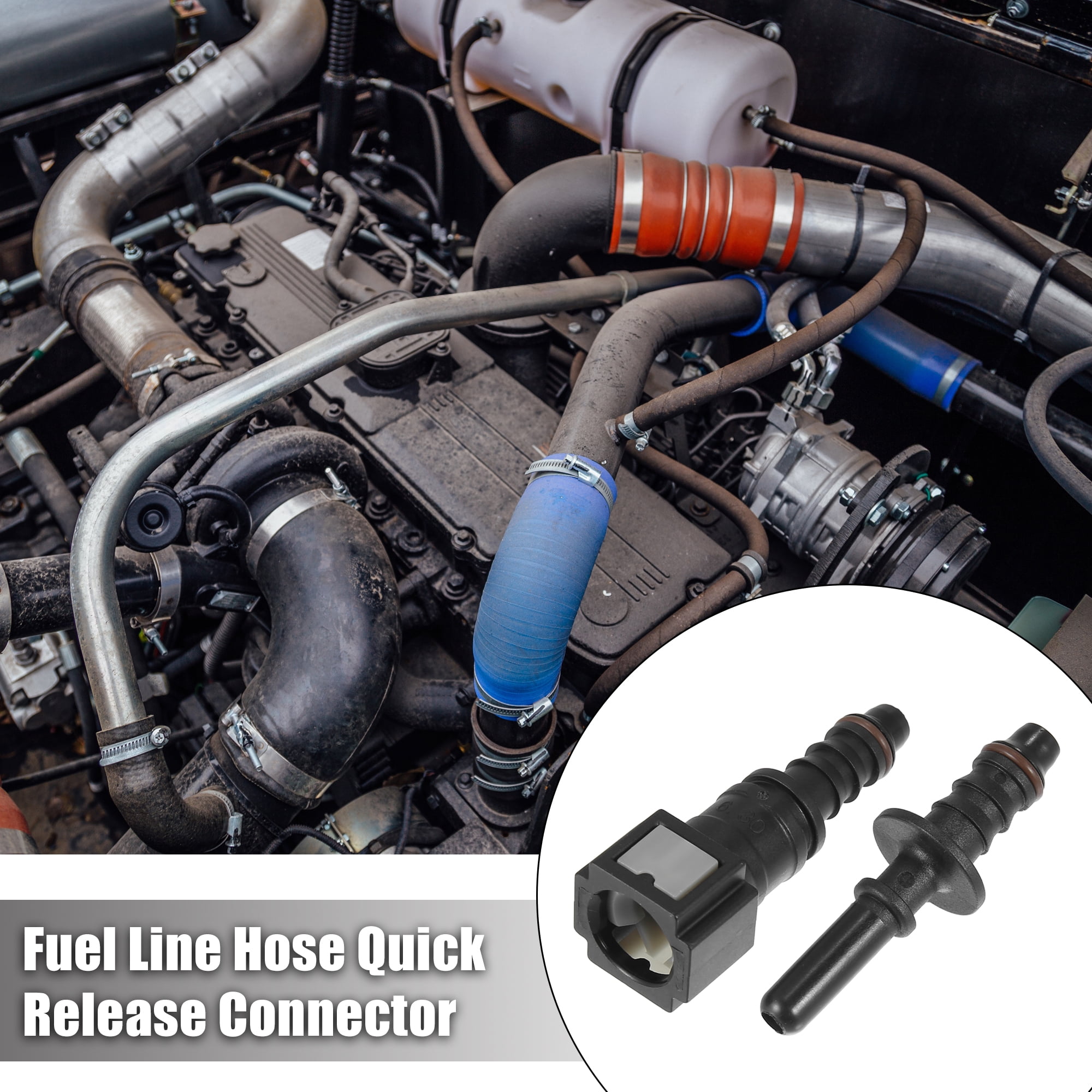 Unique Bargains 1/4 6.3mm SAE to 5/16 8mm Straight Fuel Line Quick Release Connector