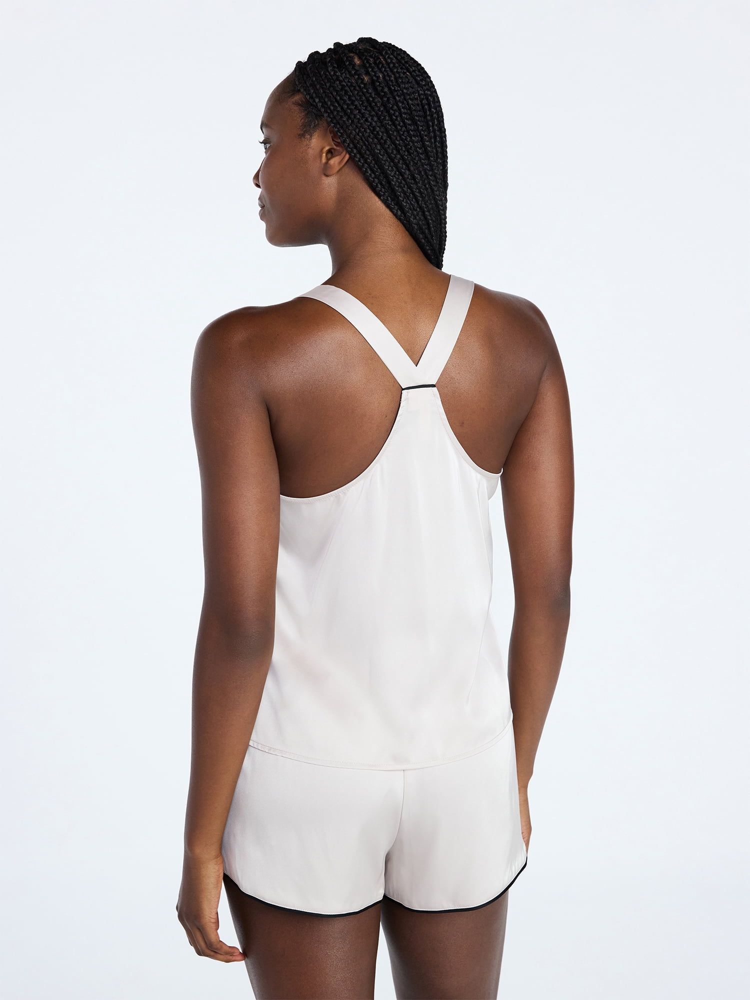 Joyspun Women’s Stretch Satin Cami and Shorts Pajama Set, 2-Piece, Sizes XS-3X
