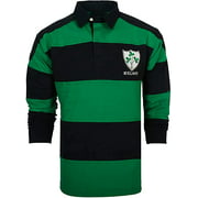 Men's Irish Pullover Rugby Shirt, Long Sleeve, Blue and Green, Small