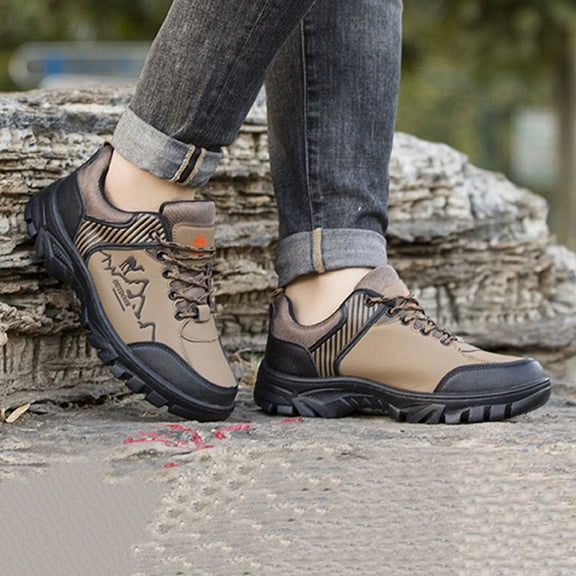 CIAKGIAF Mens Shoes Round Toe Work Hiking Shoes,Wide Size Outdoor Casual Safety Working Footwear Shoes