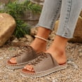 thumbnail image 4 of Hopeusnice Slippers for Women Non-Slip PU Materials Summer Shoes Soft Breathable Open Toe Flat Heel Trendy Women's Slippers Roman Boho Style Shoes for Beach Lightweight Walking Shoes Khaki 41, 4 of 9