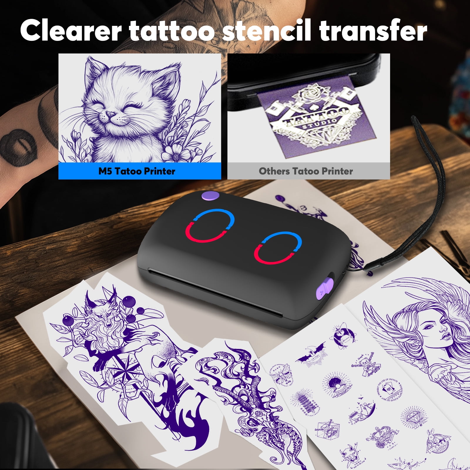 TATOPRT M5 Tattoo Stencil Printer, Mini Bluetooth Thermal Wireless