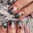thumbnail image 1 of Press on Nails BDKAIWU Halloween, tamaño mediano, cuadrado, negro, 24 unidades, 1 of 7