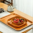 thumbnail image 5 of 1/6 Pcs Kitchen Wooden Grain Plastic Square Plate Flower Pot Cup Coaster Plate Kitchen Spit Dish Plate Coaster Serving Plate 6 Pcs, 5 of 5