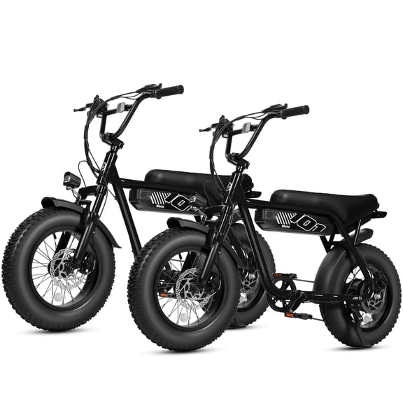 ESKUTE 2 Pcs V101 Electric Bike for Adults & Teens 749W , 19MPH, 48V 13Ah Battery, 16"x4.0" Fat Tire E-Bike, 7-Speed, Front Suspension, All-Terrain Ebike Black & Black, UL2849