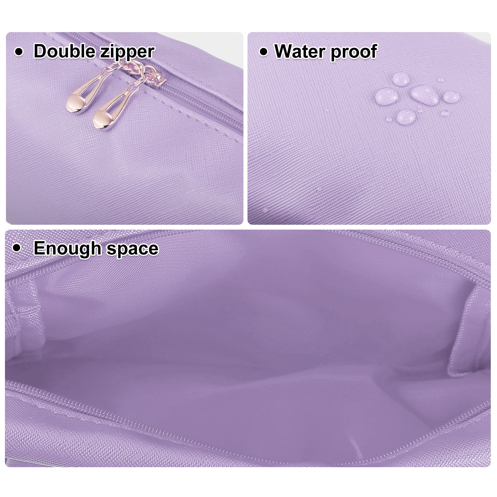 Unique Bargains Floral Makeup Bag Zipper Flower Cosmetic Pouch Purple
