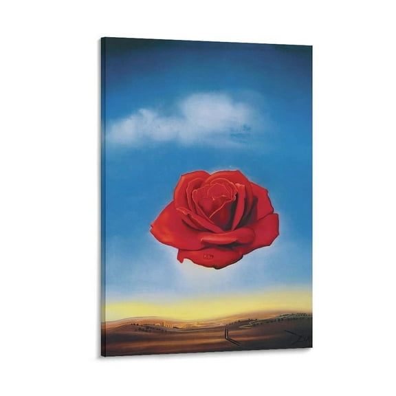 Salvador Dali Wall Art Prints 《Red Meditative Rose》 Poster Artworks Picture Print Poster Wall Art Painting Canvas Gift Decor Home Posters Decorative 20x30inch(50x75cm)