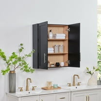 Wood Hanging Cabinet with Doors and Shelves