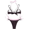 thumbnail image 5 of Women's Double Layer Bikini Sets Polka Dots Triangle Two Piece Swimsuit Bathing Suit Swimwear, 5 of 6