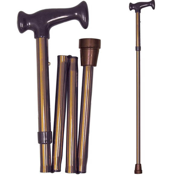 DMI Adjustable Folding Cane with Ergonomic Handle, Lightweight, Sturdy and Support up to 250 pounds, Great for Travel, Walking Stick, Bronze