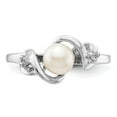 thumbnail image 4 of Solid 14k White Gold 5.5mm Freshwater Cultured Pearl Diamond Ring Band Size 8 (.024 cttw.), 4 of 6
