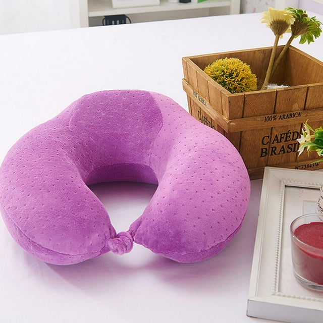 Almohada en Forma de U de Espuma Y de Soporte de Cojín para El Cuello para Viajar - Púrpura Sunnimix En forma de U Almohada