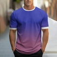 thumbnail image 2 of ZCFZJW Mens Ombre Shirts Casual Summer Short Sleeve Gradient Color Print Crewneck Basic Workout T-Shirts Loose Soft Cotton Pullover Tops Blue XL, 2 of 5