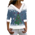 thumbnail image 2 of Aujourd'hui Réduction! Aqestyerly Hauts de Noël à Manches Longues pour Femmes, Pull Imprimé Col en V Manches Longues, 2 of 3