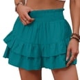 thumbnail image 2 of Women's Boho Skorts Flowy Elastic High Waist Ruffle Tiered Skirt Skirts Summer Lounge Shorts, 2 of 5