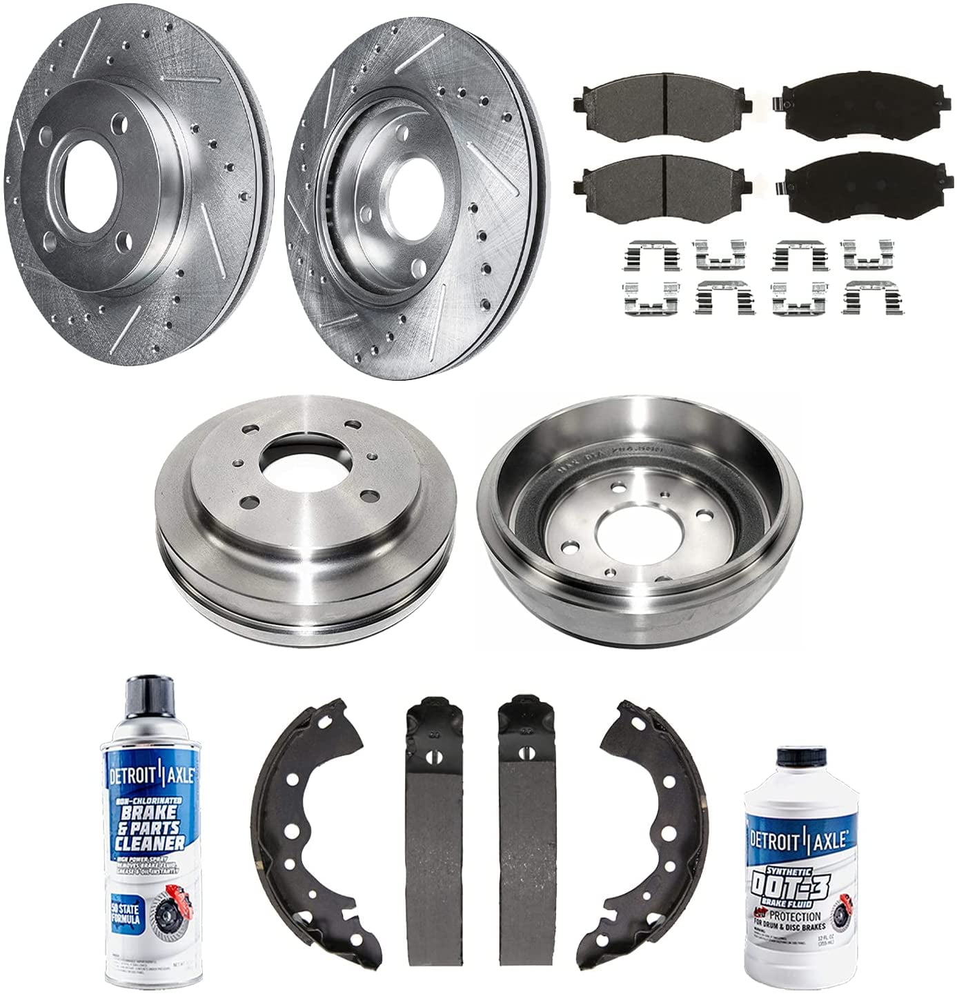 Detroit Axle Front Drilled and Slotted Disc Brake Rotors Rear Brake