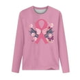 thumbnail image 3 of CLOISE Breast Cancer Shirts for Women Long Sleeve Crew Neck T Shirts Butterfly Ribbon Oversized Breast Cancer Fight Shirts Fashion Comfy Blouses Cancer Survivor Gifts in October Outfits Pink XL, 3 of 4