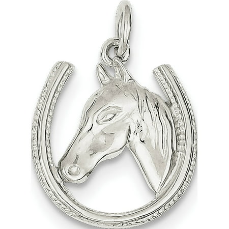 Leslies Fine Jewelry Designer 925 Sterling Silver Horseshoe w/ Horse Head (18x21mm) Pendant
