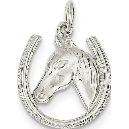 - Leslies Fine Jewelry Designer 925 Sterling Silver Horseshoe w/ Horse Head (18x21mm) Pendant Gift