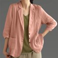 thumbnail image 4 of Taqqpue Womens Linen Blazer Casual Long Sleeve Lightweight Button Jackets Spring Summer Solid Color Suit Shirts, 4 of 6