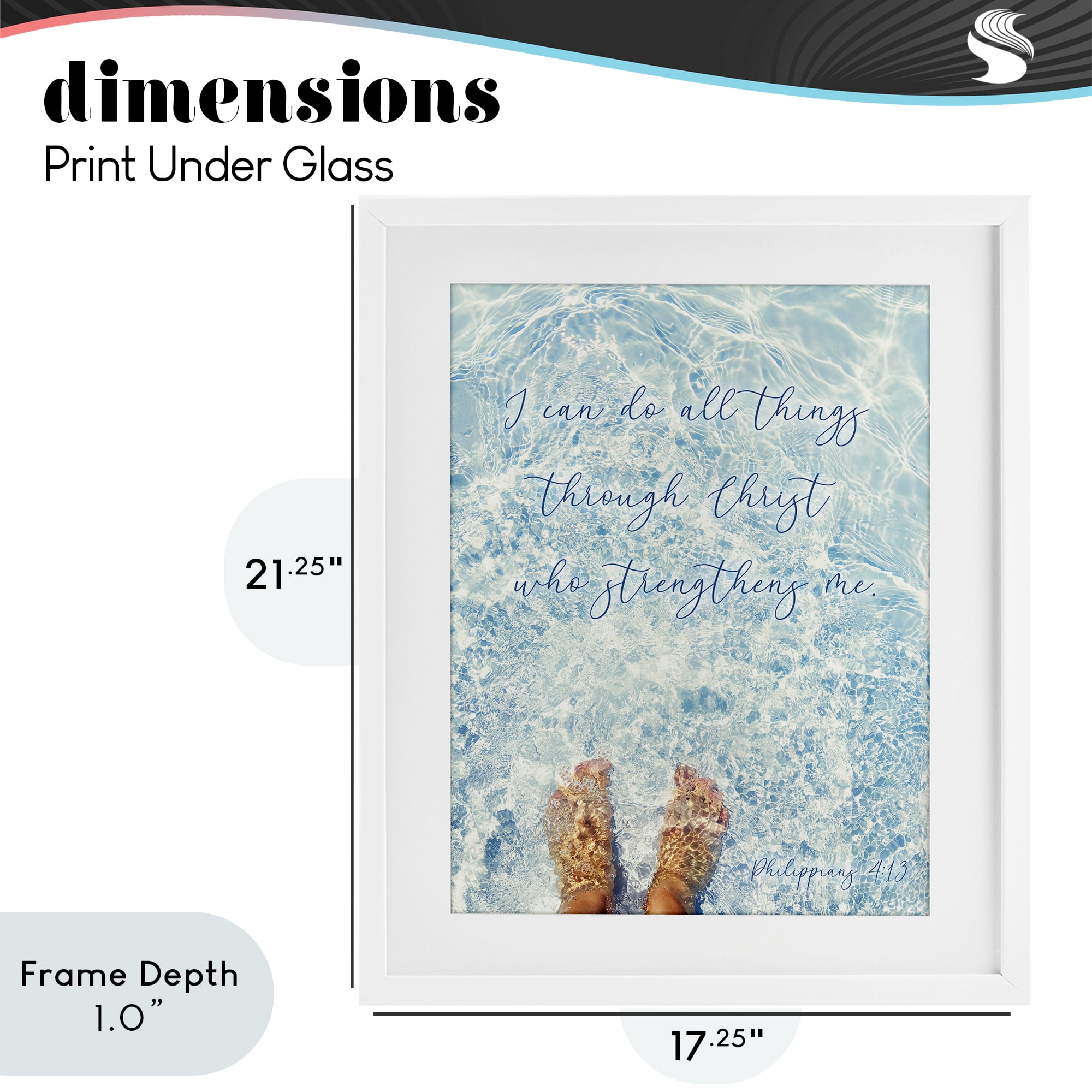 Stupell Industries I Can Do All Things White Framed Print Under Glass, design by Sarah Jane