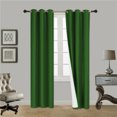 thumbnail image 1 of (#86) Hotel Quality Grommet Top, Jacquard 1 Panel Green Solid Thermal Foam Lined Blackout Heavy Thick Window Curtain Drapes Bronze Grommets 84" Length, 1 of 1
