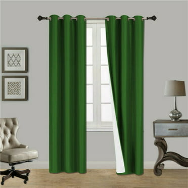 2pc Hunter Green Solid Sheer Voile Window Curtain Set, Two (2) Rod 