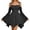 Black, variant on Women Boho Fairy Mini Dress, Off Shoulder Tie Spaghetti Strap Flare Long Sleeve Smocked Waist Irregular Chiffon Skirt with Pockets, Summer Beach Halloween Cosplay Party Dress