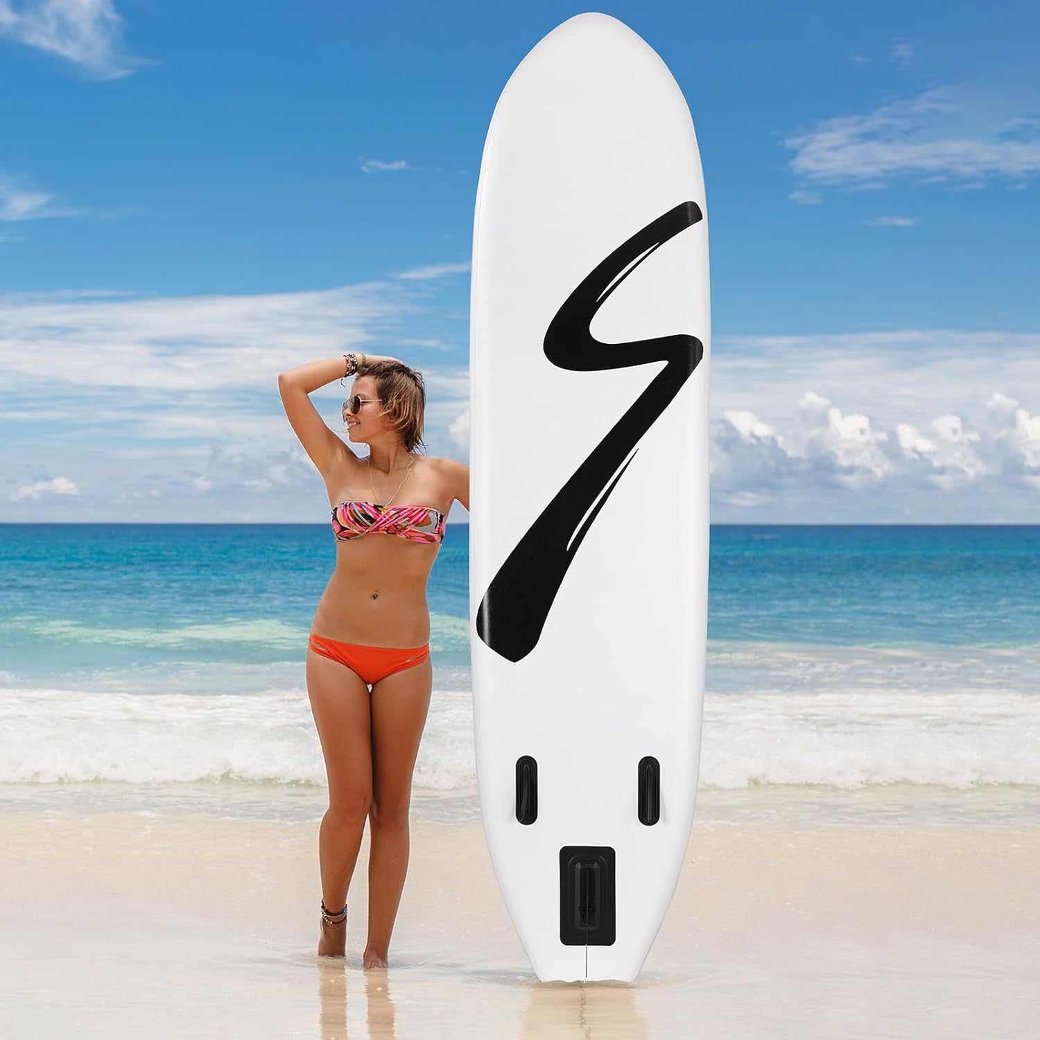 LAZY BUDDY 10FT Inflatable Paddle Board Stand-up Paddle Board SUP 6’’ Thick Board with Full Accessories, White