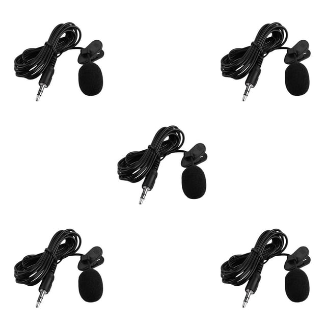 jesticaly Microphone Professionnel Filaire 3.5mm avec Cravate, Réduction de Bruit, Entretien, Anti-Interférence, avec Pare-Vent, Noir 5Ensemble