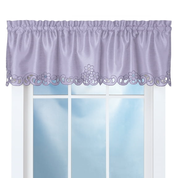 Collections Etc Elegance Scroll Cut-out Window Valance Lavender 58" WIDE