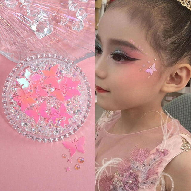 Eyes Face Makeup Facial Decorations Patch Butterfly Rhinestone Pearls Sequin Adhesive Glitter