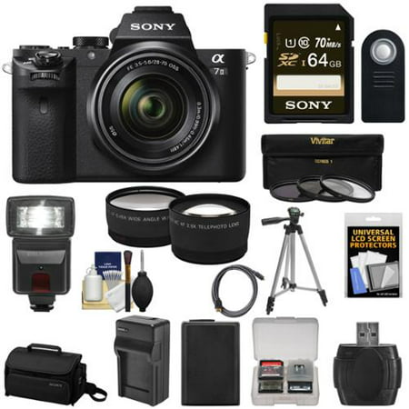 Sony Alpha A7 II Digital Camera & 28-70mm FE OSS Lens with 64GB Card + Flash + Case + Battery + Tripod + Tele/Wide Lens Kit