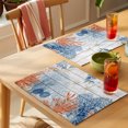 thumbnail image 4 of Orange Navy Blue Coral Placemats Set of 6 Summer Beach Coastal Ocean Wooden Place Mats Indoor Wipeable Table Mats Washable Cloth Dining Table Placemats for Kitchen Holiday Party Home Decor 13x19 Inch, 4 of 9