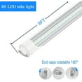 thumbnail image 2 of T8 8FT R17D Rotatable HO Base LED Tube Light 72W,270 Degree V Shaped LED Shop Light, 6000K Cool White,Clear Cover,85V-265V, 24 Pack, 2 of 5
