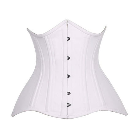 

Top Drawer Curvy White Cotton Double Steel Boned Underbust Waist Cincher Corset