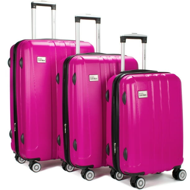 Miami Carryon Miami CarryOn Rio 3 Piece Expandable Hard Spinner Luggage Set with Lock