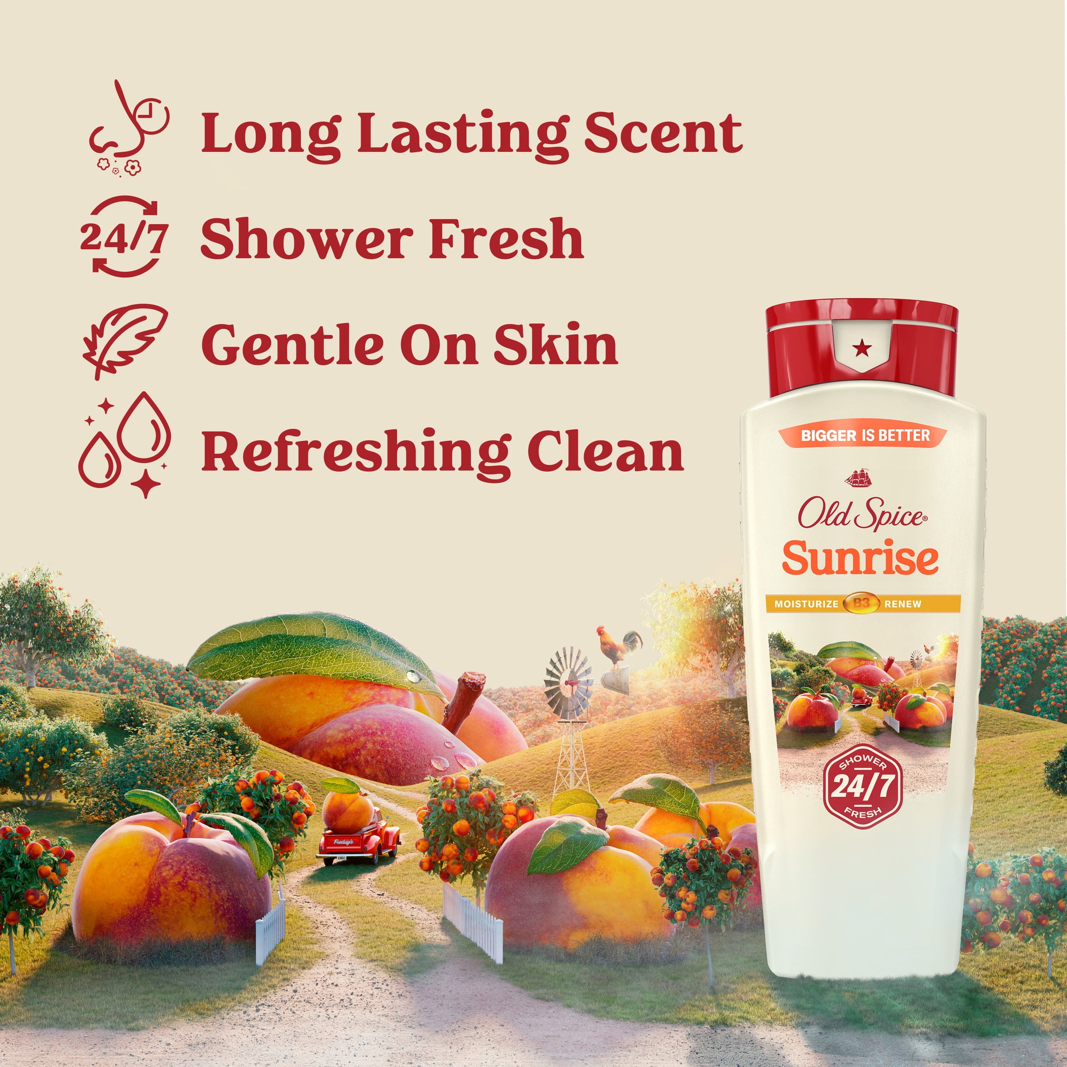 Old Spice Men's Body Wash for Men, Sunrise Scent, 24/7 Shower Fresh, 18 oz