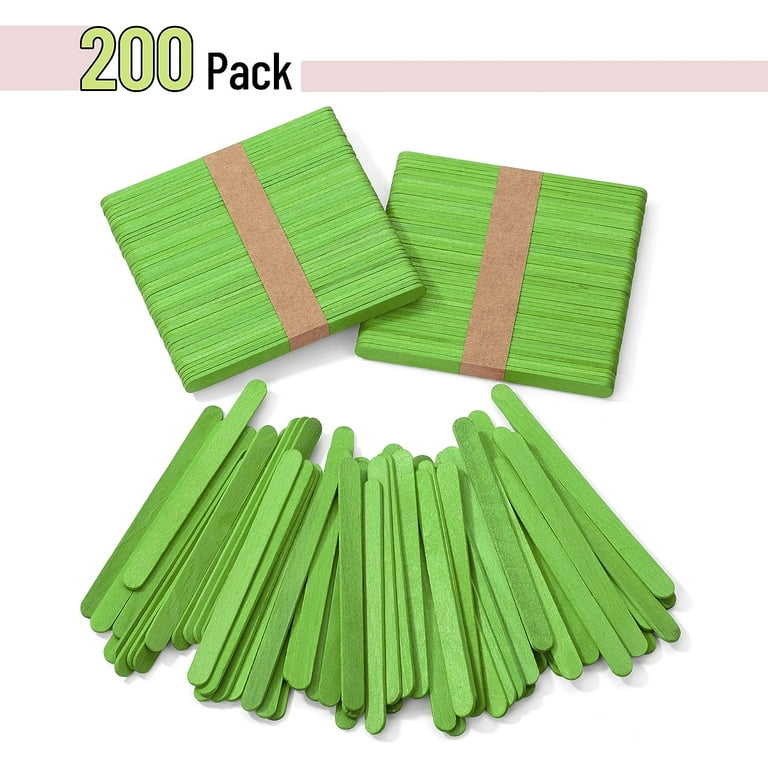 Craft Sticks, 200 Pack, 4.5 inch, Green Popsicle Stick, Popsicle Sticks for Crafts, Wood Sticks, Sticks for Crafting, Wax Sticks, Popsicle Stick