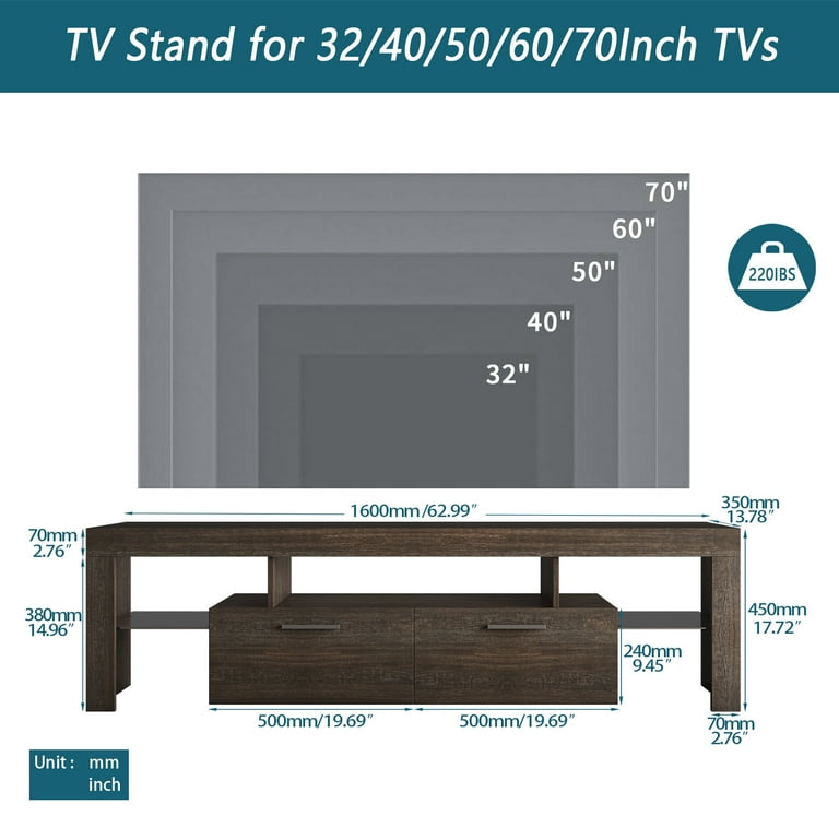 BTMWAY TV Cabinet with Drawers Wood Corner TV Console Table for 32 70 Inch Television Modern TV Stand Entertainment Center for Living Room Lounge