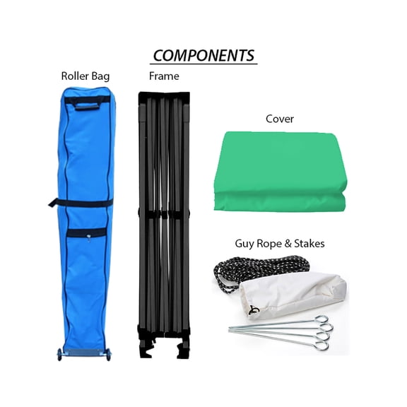 King Canopy Tuff Tent 10-Feet by 15-Feet Instant Pop up  , 1-Inch Black Aluminum Frame,  Guy Ropes and Stakes, Green Cover