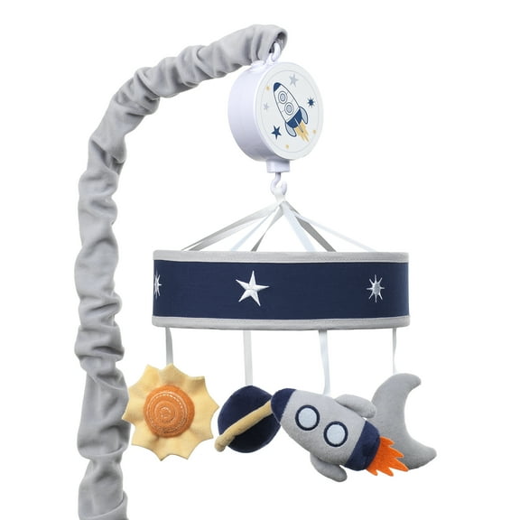 Lambs & Ivy Milky Way Musical Baby Crib Mobile - Blue, Gray, Modern, Celestial