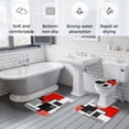 thumbnail image 5 of Black Red Geometric Bath Mat 3 Piece Bathroom Rug Set, Red White Abstract Art Modern Non Slip Bath Rug Contour Mat and Toilet Lid Cover, Absorbent Shower Mats Soft Bath Rugs and Mats Sets, 5 of 8