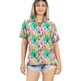 thumbnail image 4 of LA LEELA Women's Summer Button Down Blouses Relaxed Fit Vacation Short Sleeve Versatile Tops Hawaiian Shirt For Ladies M Leaves, Varicolor, 4 of 5