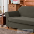 thumbnail image 7 of Subrtex Stretch 2-Piece Textured Grid Sofa Slipcover Jacquard Non Slip Couch Cover (Taupe, Armchair), 7 of 7